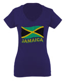 Jamaica Tee Jamaican National Country Flag Tee Carribean For Women V neck fitted T Shirt