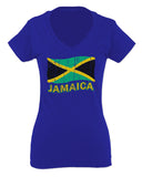 Jamaica Tee Jamaican National Country Flag Tee Carribean For Women V neck fitted T Shirt