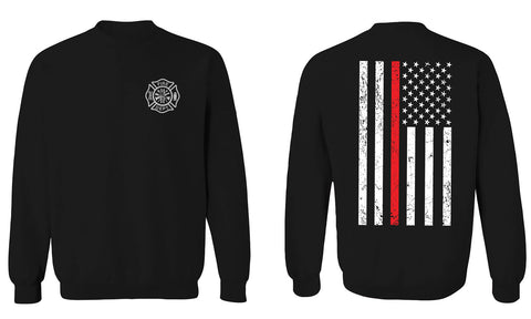 American Flag Thin Red Line Firefighter Support Seal men's Crewneck Sweatshirt