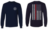 American Flag Thin Red Line Firefighter Support Seal mens Long sleeve t shirt