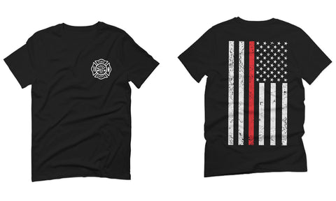 American Flag Thin Red Line Firefighter Support Seal For men T Shirt