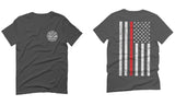 American Flag Thin Red Line Firefighter Support Seal For men T Shirt