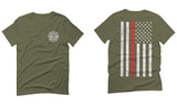 American Flag Thin Red Line Firefighter Support Seal For men T Shirt