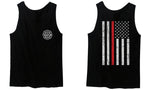 American Flag Thin Red Line Firefighter Support Seal men's Tank Top