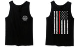 American Flag Thin Red Line Firefighter Support Seal men's Tank Top