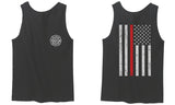 American Flag Thin Red Line Firefighter Support Seal men's Tank Top