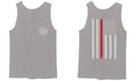 American Flag Thin Red Line Firefighter Support Seal men's Tank Top