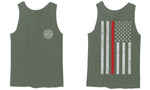 American Flag Thin Red Line Firefighter Support Seal men's Tank Top