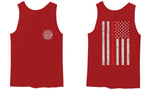 American Flag Thin Red Line Firefighter Support Seal men's Tank Top