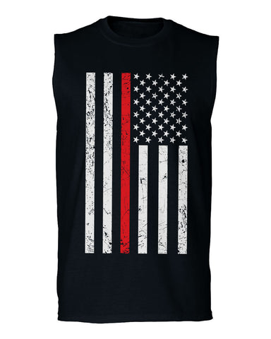 Cool Dad Fireman Firefighter red Thin line American Flag USA Support men Muscle Tank Top sleeveless t shirt