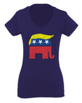 Vintage Elephant Republican Logo Trump Hair America For Women V neck fitted T Shirt