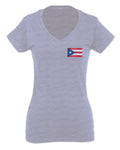 Puerto Rico Flag Boricua Rican Nuyorican Front and Back For Women V neck fitted T Shirt