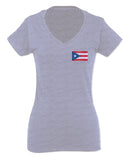 Puerto Rico Flag Boricua Rican Nuyorican Front and Back For Women V neck fitted T Shirt