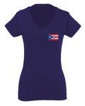 Puerto Rico Flag Boricua Rican Nuyorican Front and Back For Women V neck fitted T Shirt