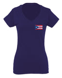 Puerto Rico Flag Boricua Rican Nuyorican Front and Back For Women V neck fitted T Shirt