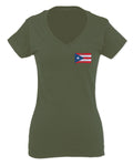 Puerto Rico Flag Boricua Rican Nuyorican Front and Back For Women V neck fitted T Shirt