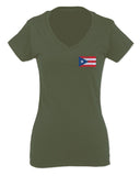 Puerto Rico Flag Boricua Rican Nuyorican Front and Back For Women V neck fitted T Shirt