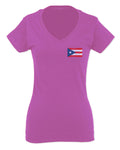 Puerto Rico Flag Boricua Rican Nuyorican Front and Back For Women V neck fitted T Shirt