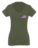 Vintage American Flag United States of America USA For Women V neck fitted T Shirt