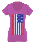 Vintage u.s. American Flag United States of America USA Proud For Women V neck fitted T Shirt