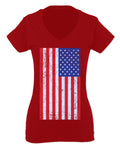 Vintage u.s. American Flag United States of America USA Proud For Women V neck fitted T Shirt
