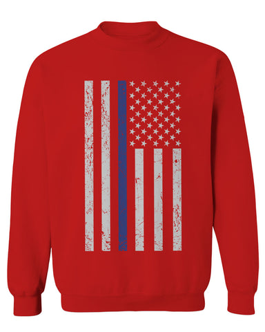 Big Flag USA American Police Support Blue Lives Matter Thin Line men's Crewneck Sweatshirt