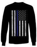 Big Flag USA American Police Support Blue Lives Matter Thin Line mens Long sleeve t shirt