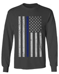 Big Flag USA American Police Support Blue Lives Matter Thin Line mens Long sleeve t shirt
