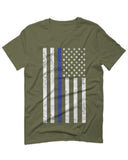 Big Flag USA American Police Support Blue Lives Matter Thin Line For men T Shirt