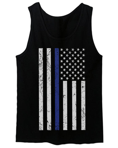 Big Flag USA American Police Support Blue Lives Matter Thin Line men's Tank Top