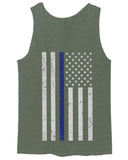 Big Flag USA American Police Support Blue Lives Matter Thin Line men's Tank Top