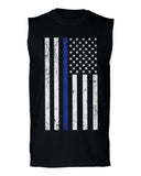 Big Flag USA American Police Support Blue Lives Matter Thin Line men Muscle Tank Top sleeveless t shirt