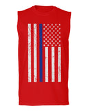 Big Flag USA American Police Support Blue Lives Matter Thin Line men Muscle Tank Top sleeveless t shirt