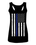 Big Flag USA American Police Support Blue Lives Matter Thin Line  women's Tank Top sleeveless Racerback