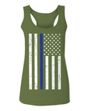 Big Flag USA American Police Support Blue Lives Matter Thin Line  women's Tank Top sleeveless Racerback