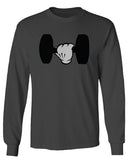 Funny Cool Workout weigths Lift Cartoon Glove Dumbells Dumbell mens Long sleeve t shirt