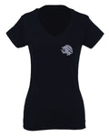 VICES AND VIRTUESS Hecho En Mexico Mexican Flag Coat of Arms Escudo Mexicano For Women V neck fitted T Shirt