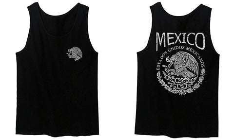 VICES AND VIRTUESS Hecho En Mexico Mexican Flag Coat of Arms Escudo Mexicano men's Tank Top