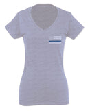 American Flag Thin Blue Line USA Police Support Lives Matter For Women V neck fitted T Shirt
