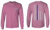 American Flag Thin Blue Line USA Police Support Lives Matter mens Long sleeve t shirt
