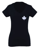 Canadian Maple Leaf Flag Canada Pride Vintage Style For Women V neck fitted T Shirt