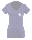 Canadian Maple Leaf Flag Canada Pride Vintage Style For Women V neck fitted T Shirt