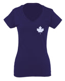 Canadian Maple Leaf Flag Canada Pride Vintage Style For Women V neck fitted T Shirt