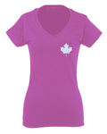 Canadian Maple Leaf Flag Canada Pride Vintage Style For Women V neck fitted T Shirt