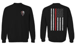 VICES AND VIRTUESS Front Skull Back Flag Thin Red Line USA Firefighter Support men's Crewneck Sweatshirt