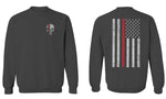 VICES AND VIRTUESS Front Skull Back Flag Thin Red Line USA Firefighter Support men's Crewneck Sweatshirt