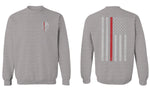 VICES AND VIRTUESS Front Skull Back Flag Thin Red Line USA Firefighter Support men's Crewneck Sweatshirt