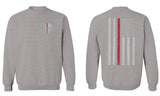 VICES AND VIRTUESS Front Skull Back Flag Thin Red Line USA Firefighter Support men's Crewneck Sweatshirt