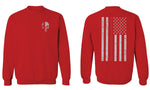 VICES AND VIRTUESS Front Skull Back Flag Thin Red Line USA Firefighter Support men's Crewneck Sweatshirt