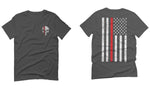 VICES AND VIRTUESS Front Skull Back Flag Thin Red Line USA Firefighter Support For men T Shirt